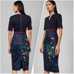 Ted Baker Yalila Houndini Print Sheath Midi Bodycon Dress 
Sz: 3